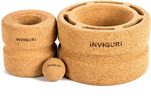 Inviguri Roller Yoga Rad für Rücken & Nackenschmerzen, hält schwerem Gewicht stand, mit Wirbelsäulenrille, mittlerem bis tiefem Druck für hochbelastbares Schaumstoffrollen, aus Naturkork