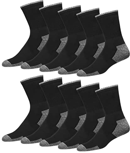 SOXCO Calcetines de Hombre en Algodón – Pack de 10 Pares Tipo Crew para Uso Diario (EU 43-46, Negro)