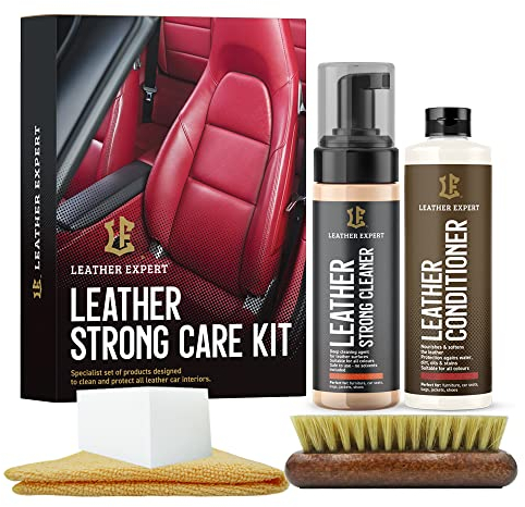 Leather Expert Kit cura forte - 200 ml + 250 ml - Kit de nettoyage du cuir de voiture - Entretien du cuir - Nettoyage du cuir de voiture - Kit d'entretien de la voiture.