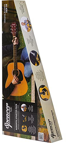 SPENCER BY EKO SAP-10 Natural Akustikgitarre Natural Gitarre + 3 Plektren + Clip Stimmgerät + Stofftasche + Schultergurt + Gitarrenkurs Online (max. Varini)