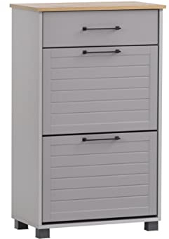 Schildmeyer Jelda Schuhschrank 154755, platingrau/Eiche Landhaus Dekor, 62 x 34,1 x 102 cm
