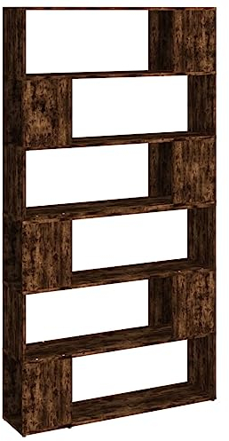 vidaXL Bücherregal, Raumteiler mit viel Stauraum, Standregal für Wohnzimmer Büro, Bücherschrank Büroregal Aktenregal Würfelregal, Räuchereiche