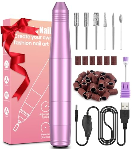 Nail Drill Machine, Electric Nail Files for Acrylic and Gel Nails, 20000RPM Electric Nail Drill for Natural Nails, Professional Nail Drill for Pedicure & Manicure, Shaping, Polishing