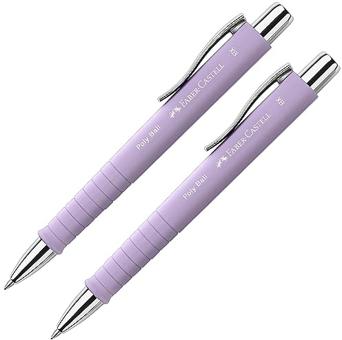 FABER-CASTELL 205090 - Kugelschreiber Poly Ball sweet lilac, 2 Stück, mit auswechselbarer XB Mine, dokumentenecht