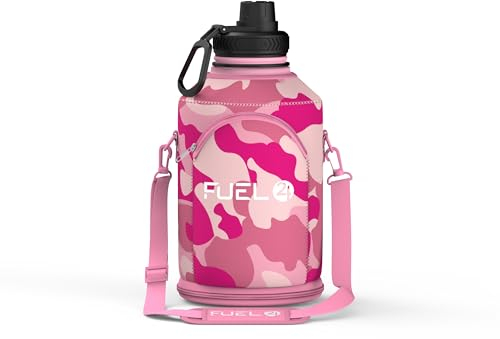 Fuel24 Carrier Sleeve for Stainless Steel Jug - 2,2L, 1.3L Style & Colour Options WATER BOTTLE NOT INCLUDED (Camo Pink, 2.2L)