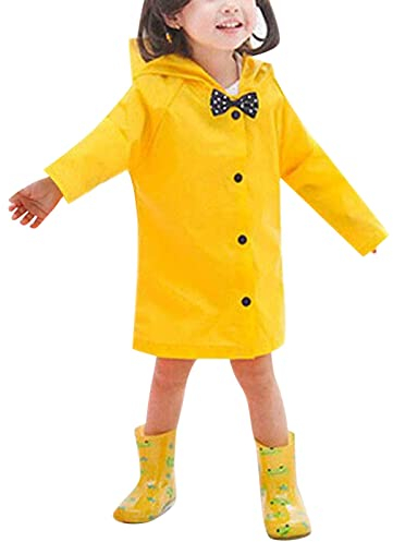 Schal Neon Gelb Strickschal Schwarz Damen Kinder mit Kapuze, lange Jacke, Schleife, Regenbekleidung, leichter Regenmantel Schal Damen Frühling Schwarz Zweifarbige Hose Damen (Yellow, 9-10 Year)