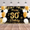 30. Geburtstag Banner Schwarz Gold, Bliceon Banner zum 30. Geburtstag für Männer und Frauen, Deko 30 Geburtstag Hintergrund Banner für 30. Party Geburtstagsdeko