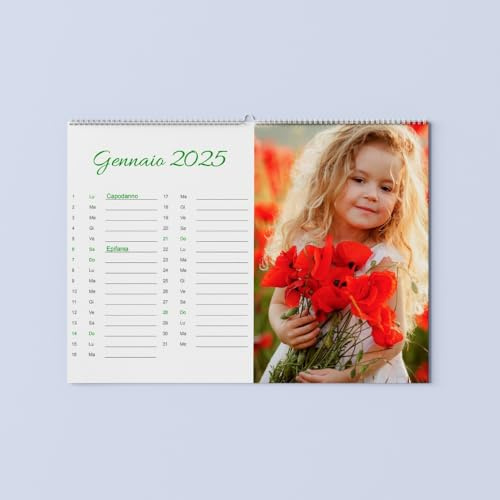 Personalisierter Wandkalender 2024/2025 mit 12 Fotos: Der ideale beschreibbare Planer für Zuhause und Büro - Ein aufregendes Geschenk! (Grün)