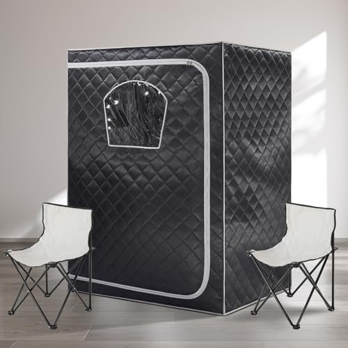 Gollense Sauna infrarouge portable pour 2 personnes, grande boîte de sauna à infrarouge lointain d'intérieur surdimensionnée à la maison, spa pour la détente, tente de sauna personnelle avec deux