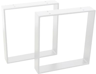 modern LOFT art Couchtisch - Wohnzimmertisch – 2X Bankbeine Flachstahl 60x10 mm - Tischfüße Weiß - Tischgestell Metall – DIY Tischkufen für Wohnzimmer Tisch, Beistelltisch- Breite 20cm, Höhe 42cm