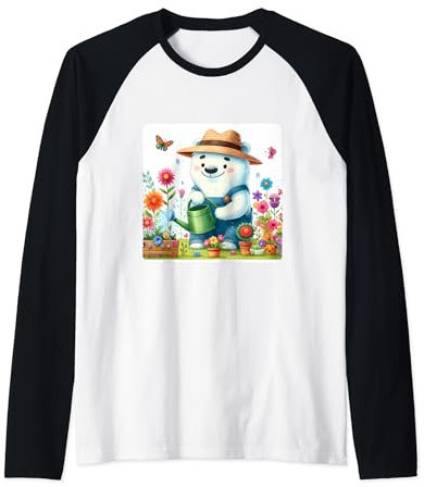 Ice Bear Gardens In Sunny Backdrop Chapeau de paille pour jardinier Manche Raglan