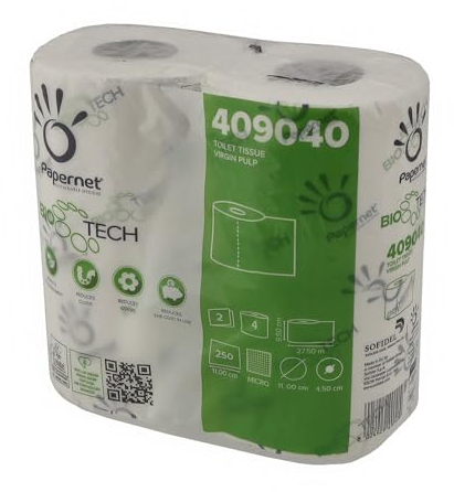 Toilettenpapier BIO TECH, 4 Rollen, 2-lagig, 250 Blatt | Leicht lösliches Spezial-WC-Papier | Speziell für Chemie- und Bootstoiletten