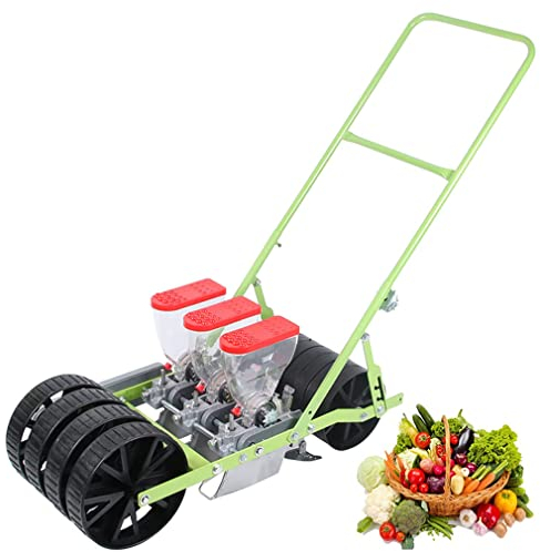 KWPHGLQA Precision Hand Push Garden Seeder for Farmer - Manual Vegetable Planter for Corn, Beans, Peanuts - Adjustable Plant Spacing Spreader - Sow Seeds with Ease