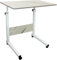 simpa Height Adjustable Mobile Laptop Table Workstation with Metal Frame & Rolling Castors - White Marble