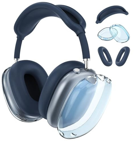 Silikon-Schutzhülle für AirPods Max Kopfhörer von MMOBIEL - Clear Soft TPU Ohrmuscheln Abdeckung, Silikon Ohrpolster Hülle, Kopfbandabdeckung - Anti-Kratz weicher Silikonschutz –Blau