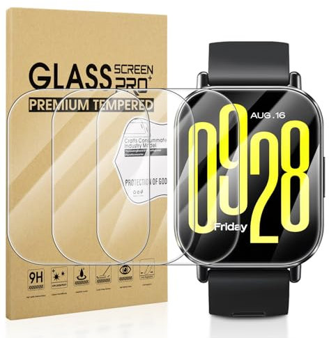 Diruite 4 Pezzi Vetro Temperato per Xiaomi Redmi Watch 5 Active Pellicola Protettiva,HD Vetro Senza Bolle Protezione per Xiaomi Redmi Watch 5 Active Screen Protector[Antigraffio]