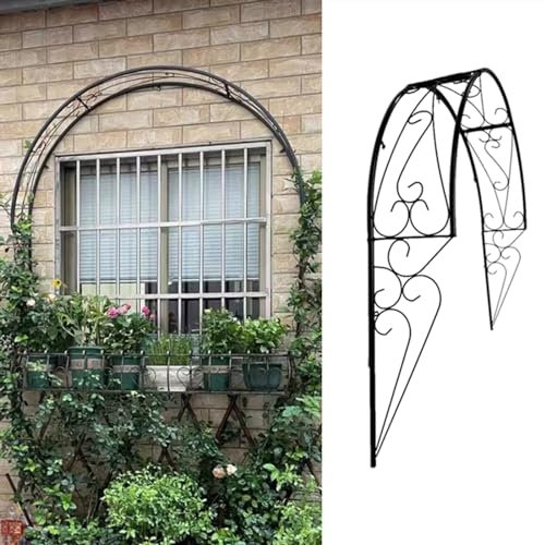 Metall Gartenbogen Wandmontage Halbrund Rankgitter für Kletterpflanzen und Blumen Dekorative Pergola für Fenstertüren und Eingänge