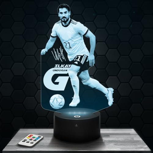 Lampephoto.fr - I. Gundogan 3D Lampe, Touch Nachtlicht, Fußball Dekoration Fußballspieler, Geschenkidee für sportliche Männer, Fußball-Nachtlicht Erwachsenendekoration, 3D Led Illusion