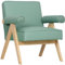 HOMCOM Lounge Sessel Loungesessel PU gepolstert Lounge Stuhl mit Armlehnen und Gummi Holzrahmen für Schlafzimmer Last 120 kg Grün