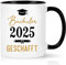 CHUIN DRUCK Bachelor Bestanden Geschenk Tasse Prüfung Bestanden Geschenk Abschluss Geschafft Bachelor 2025 Kaffeetasse Geschenkidee für Bestandene Prüfung Abschluss, 320ml Schwarz