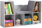 HOMCOM Kinderregal Bücherregal mit Sitzhocker Kindersitzbank mit 6 Fächern Sitztruhe mit 3 Kissen Spielzeugkiste ab 3 Jahren Grau 103 x 30 x 62 cm