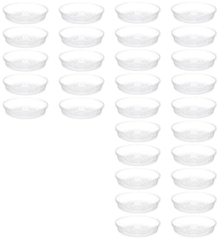 Junterone Garden Plant Bottom Tray Round Flower Pot Base Plastic Waterproof Non-Slip Transparent Plant Drip Tray 20cm