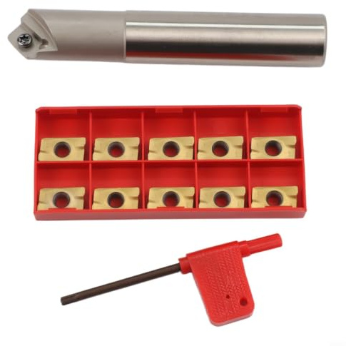 Moliuoly CNC Einschneidelemente Werkzeughalter C20-20-120 Carbide Einsatz 45 Grad Fasenmeißel 20mm Für Griff 10 Stück Wendeschneidplatten Starker Halt Schneller Klingenwechsel Für CNC Fräsen