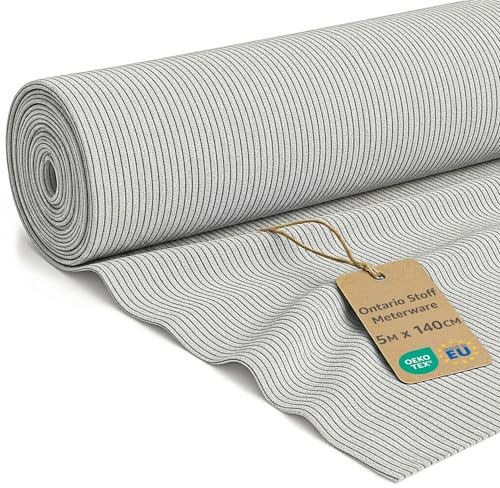 Stoff Meterware Cordstoff 5 M x 140 cm - Polsterstoff Möbelstoff Stoffe zum Nähen Cord Dekostoff Gardinenstoff Möbelstoffe für Sofa Decke Bettwäsche und Kissen Bezug Oeko-Tex Hellgrau
