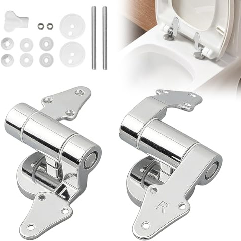 WC Sitz Scharniere Ersatzteile, 2 Stück Dreieck Zinklegierung Verstellbare WC Chrom Scharniere mit Beschlägen Ersatzteile, für Toilettendeckel für die Meisten Toilettensitze