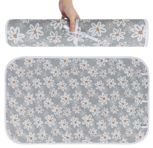 Aovanta Ironing Mat Pad, Portable Travel Iron Mat with Hanging Loop, 50 x 85cm Small Table Top Ironing Pad for Business Trips, Travel, Home (Flower)