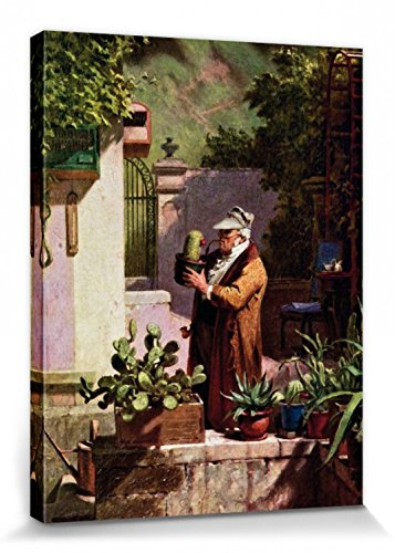 1art1 Carl Spitzweg Poster Der Kaktusfreund, 1857 Bilder Leinwand-Bild Auf Keilrahmen | XXL-Wandbild Poster Kunstdruck Als Leinwandbild 40x30 cm
