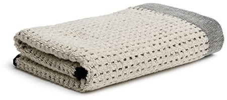 möve Eden Handtuch Piquée Struktur mit Schlauchsaum 50 x 100 cm aus 80 % Baumwolle / 20 % Leinen, nature / black