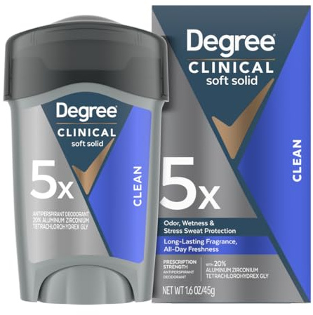 Degree Men Antiperspirant Deodorant Clean 72-Hour Sweat & Odor Protection Prescription-Strength Antiperspirant For Men with MotionSense Technology 1.7 oz