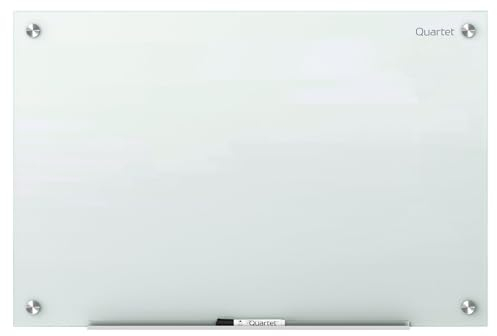 Quartet Magnetic Glass Dry Erase White Board, 24''W x 18''H Whiteboard, Infinity Frameless Mounting, White Surface (G2418W)