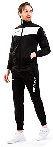 Givova Herren Visa takım elbise Sportset, Mehrfarbig (Schwarz/Orange Fluo), 3XS