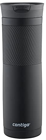 Contigo Byron Snapseal Travel Mug, Stainless Steel Thermal Mug, Vacuum Flask, Leakproof Tumbler, Coffee Mug with BPA Easy-Clean Lid, Shiny Black
