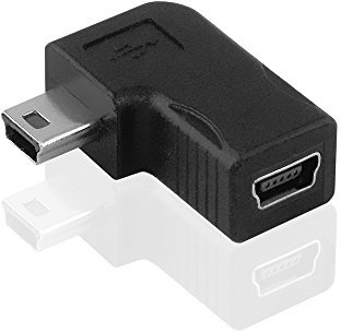 BestPlug 2.0 USB Adapter Verbindungsstück flach, Mini USB B-Stecker männlich auf Mini USB B-Buchse Kupplung weiblich 90° abgewinkelt, High Speed, Schwarz