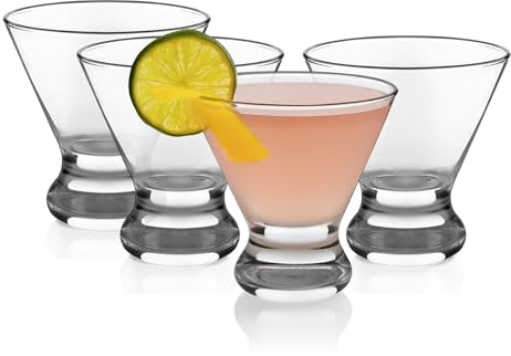 Libbey Cosmopolitan Stemless Martini Glasses, 8.25 Oz Dishwasher Safe Martini Glasses Set of 4, Martini Cups Set for Wedding Registries and More