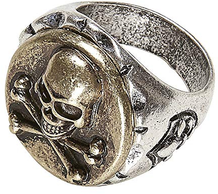 W WIDMANN MILANO Party Fashion 46738 - Ring mit Totenkopf und gekreuzten Knochen, Schmuck, Pirat, Seeräuber, Karneval, Mottoparty, Halloween
