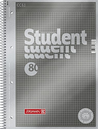 BRUNNEN Collegeblock Premium Student „Protokoll“ | A4, kariert, 80 Blatt, anthrazit