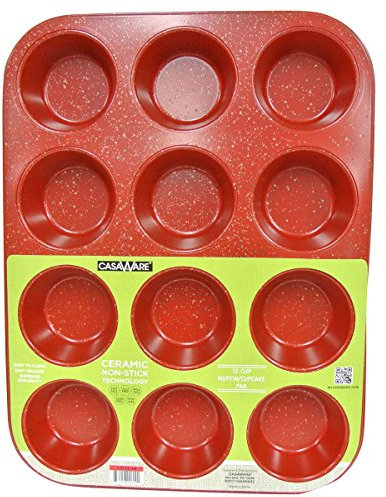 casaWare Muffinform mit Keramikbeschichtung, antihaftbeschichtet, für 12 Tassen, roter Granit