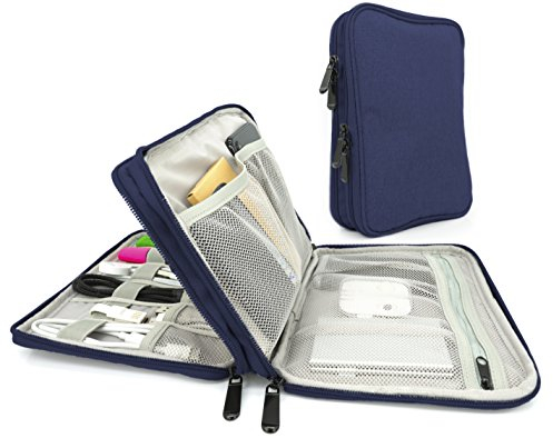 MyGadget Organizer Cavi da Viaggio - Astuccio Universale per Accessori Elettronici - Organizzatore Porta Hard Disk | Memory | SD Cards Powerbank - Blu Scuro