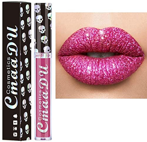 Allbesta 8 couleurs diamant lipgloss brillant paillettes brillant à lèvres crâne liquide rouge à lèvres métallisé mat brillant brillant