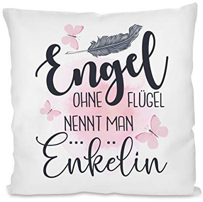 Herzbotschaft Kissen mit Motiv - Engel ohne Flügel nennt Man Enkelin