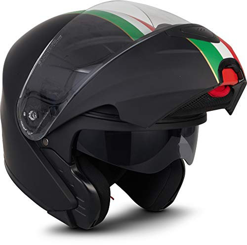 Moto Helmets® F19 „Venice Black“ · Motorrad-Helm · Klapp-Helm Modular-Helm Flip-up Integral-Helm Motorrad-Helm Roller-Helm Sport · ECE 22.05 Sonnenvisier Schnellverschluss Tasche S (55-56cm)