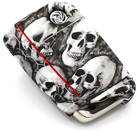 Schlüssel Hülle VB für 3 Tasten Auto Schlüssel Silikon Cover Schlüsselhülle Etui Schutzhülle (Totenkopf)