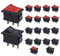 Senven 20 interruttori a bilanciere, mini AC a 3 pin 6 A / 250 V, 10 A/125 V ON/OFF, per auto, marina, interruttori elettronici domestici (rosso+10 nero+10)