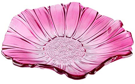 Glas Obstschale, Moderner Große Schale, Essen Tablett Als Dekorativer Hingucker Für Mehr Platz Auf Der Arbeitsplatte, ø 30cm X 7.5cm,Pink