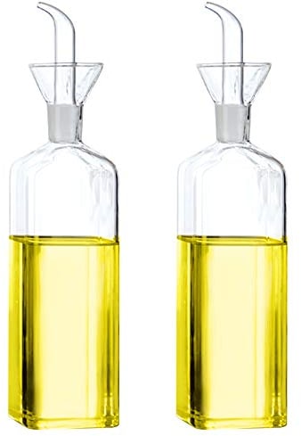 Lanhope Lot de 2 bouteilles en verre pour huile d'olive, vinaigre, doseur avec bec verseur pour cuisine et barbecue (500 ml)