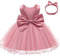 LZH Baby Girls Ruffle Pizzo Schiena con Copricapo, Bowknot Abiti a Fiori Spettacolo Festa Matrimonio